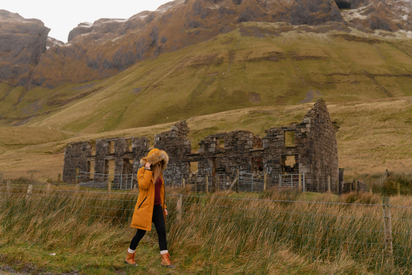 girl walking through ireland