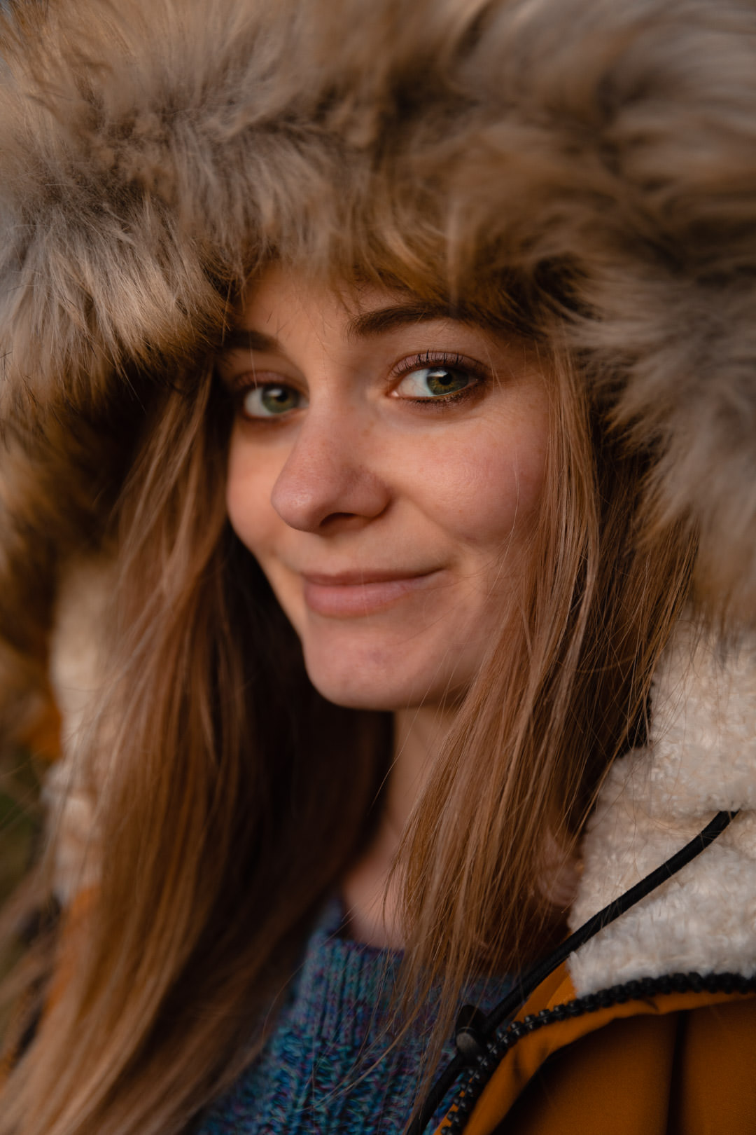 girl with fur hood