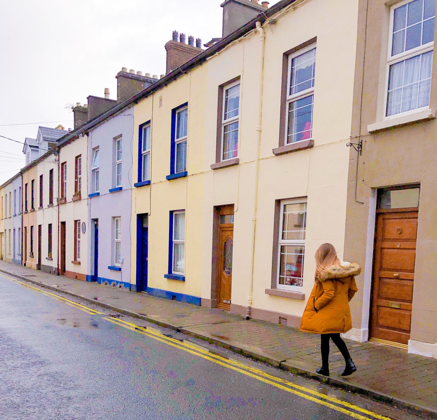 walking through colorful houses in sligo town ireland